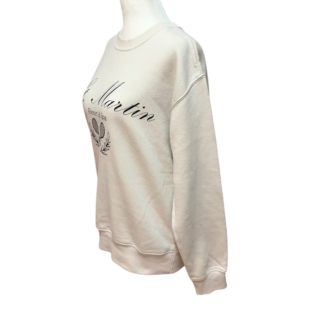 St Martin Resort & Spa Tennis Sweatshirt Size Small Cream Athletic - Picture 4 of 7